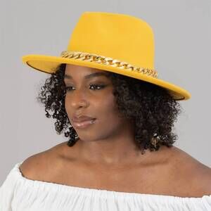 NEW PASSION FOR FASHION women's golden luxe fedora hat in yellow